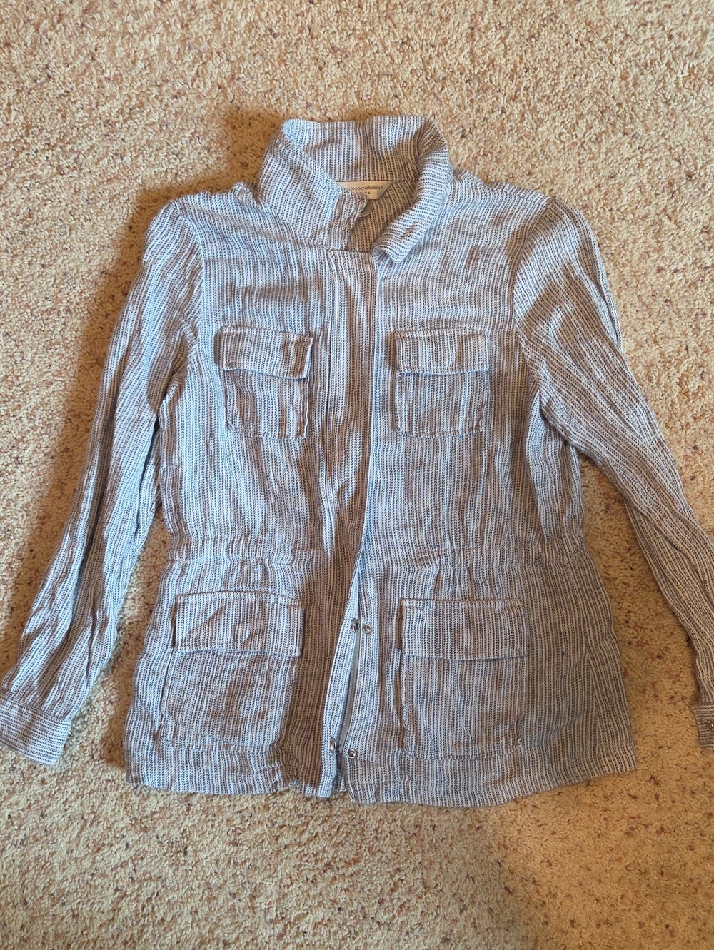 Christopher & Banks Light Blue Striped Utility Jacket